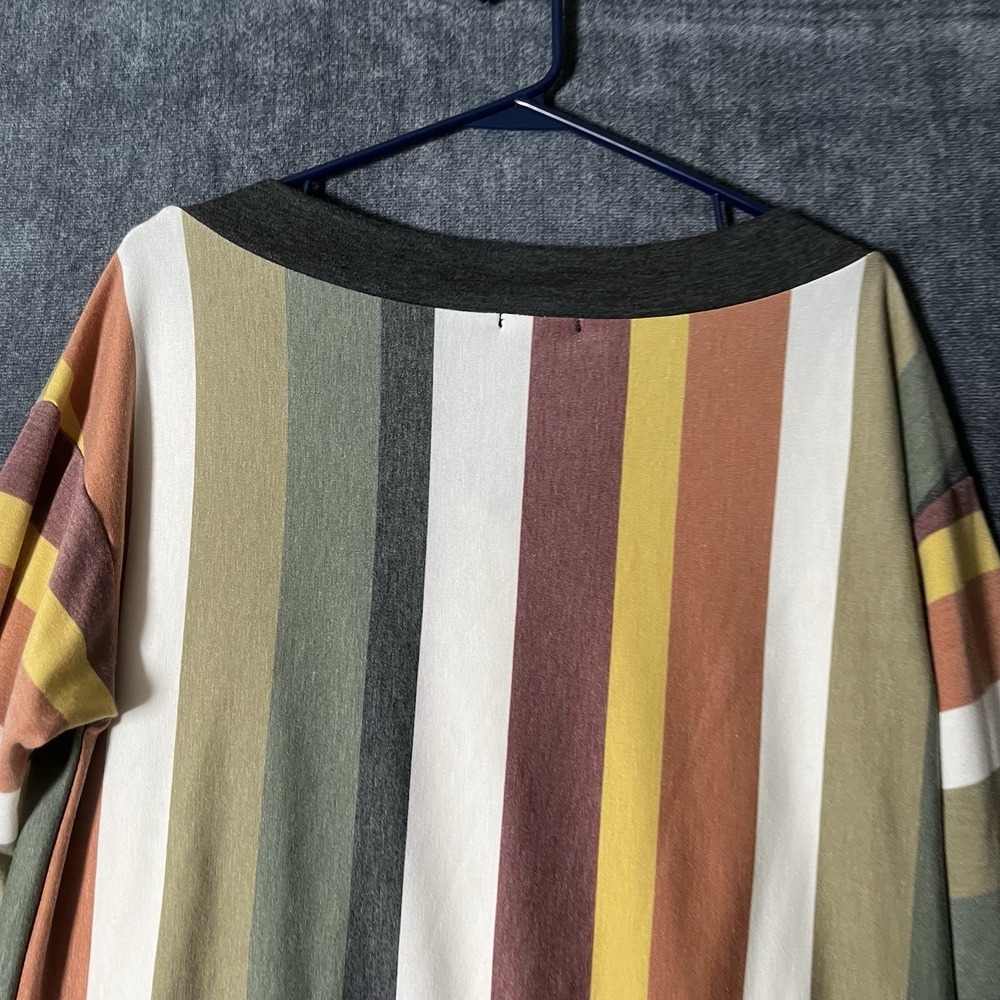 e.Luna Women's S Multicolor Striped V-Neck Long Sleeve Knit Pullover Top - Picture 9 of 9